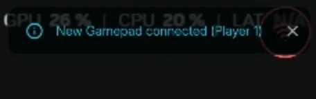 Gamearena gamepad connection success notification