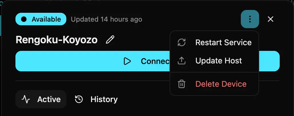 Restart and update host for device